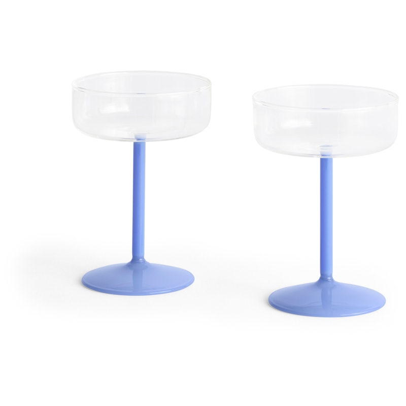 Tint Champagneskål 2-pak, Klar / Jade Blue
