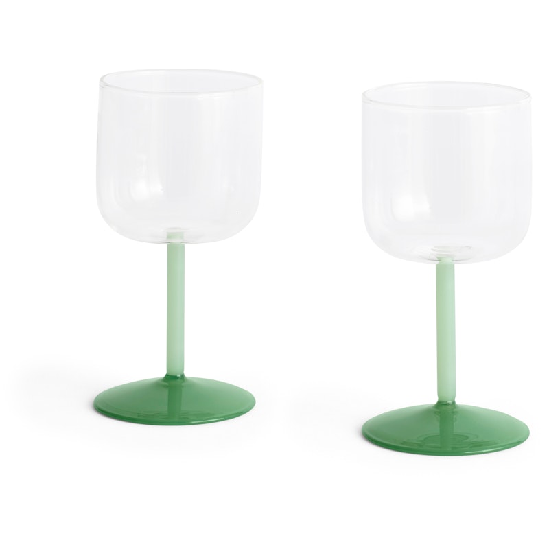 Tint Vinglas 2-pak, Klare / Jadegrønne