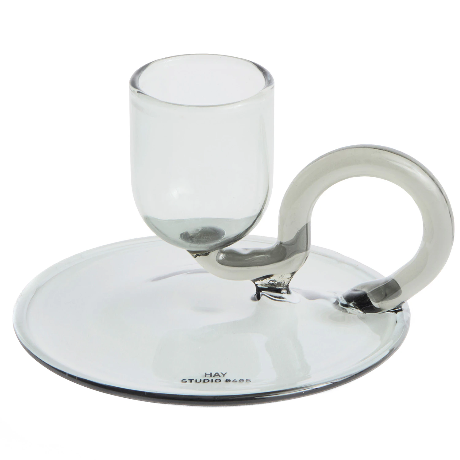 Hay Tiny Candleholder Curved Grey - Lysestager Borosilikatglas Gr&aring; - AE357-D439-AB48