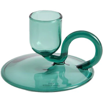 Hay Tiny Candleholder Curved - Lysestager Borosilikatglas Aqua - AE357-D439-AF97