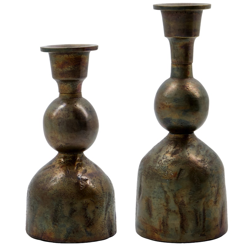 Cast Lysestage Antik Messing