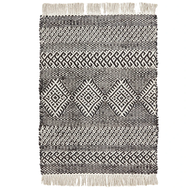 Ethnic Tæppe 60x90 cm, Sort/Natur
