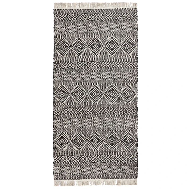 Ethnic Tæppe 90x200 cm, Sort/Natur
