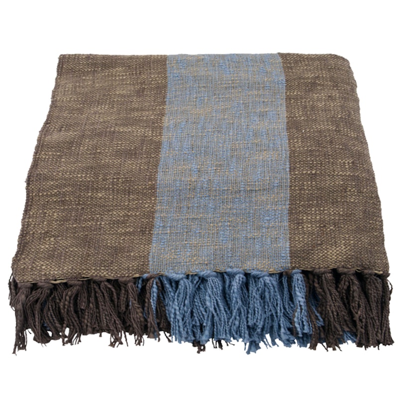 Ponra Sengetæppe 130x180 cm, Brunt/Lyseblåt