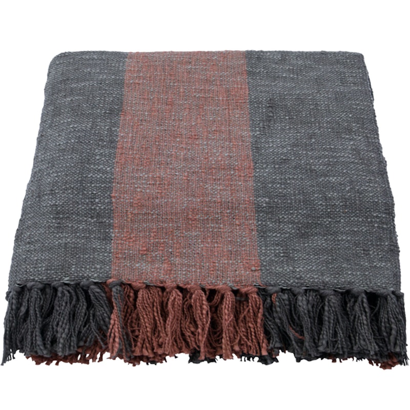 Ponra Sengetæppe 130x180 cm, Rødt/Kakhi