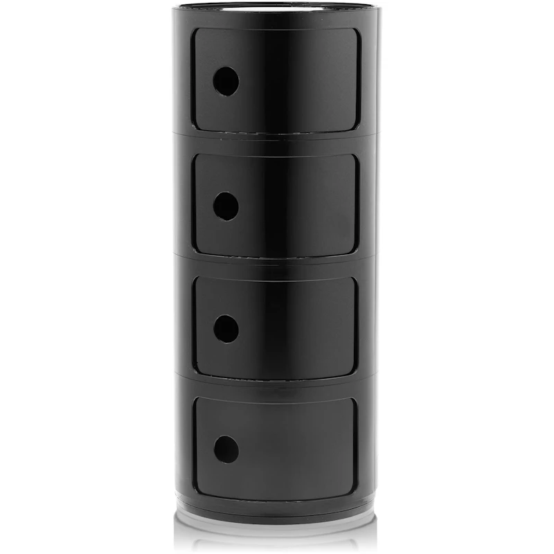 Componibili Classic Opbevaring, Skinnende finish med 4 Rum, Sort