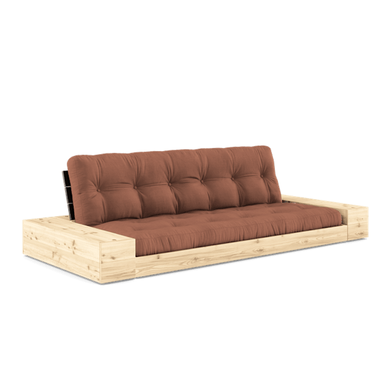Base Sovesofa Med Sidekasse & 5-Lags Madras Black Night/Clay Brown