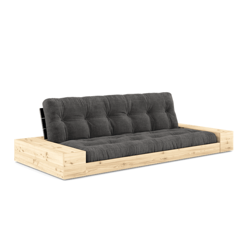 Base Sovesofa Med Sidekasse & 5-Lags Madras Black Night/Kul
