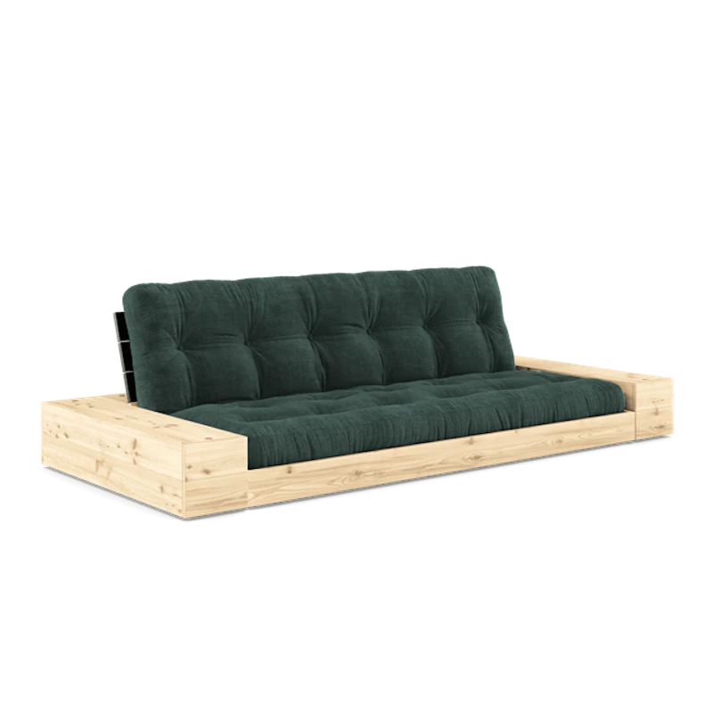 Base Sovesofa Med Sidekasse & 5-Lags Madras Black Night/Seaweed