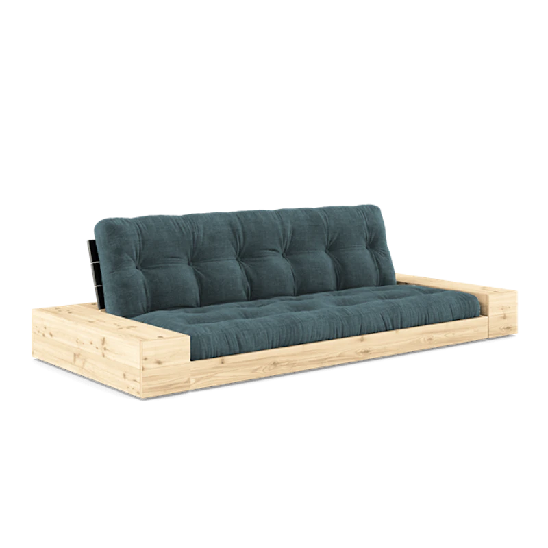 Base Sovesofa Med Sidekasse & 5-Lags Madras Black Night/Pale Blue