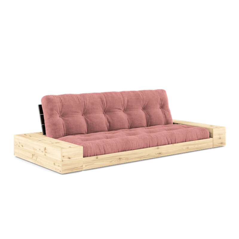 Base Sovesofa Med Sidekasse & 5-Lags Madras Black Night/Sorbet Pink