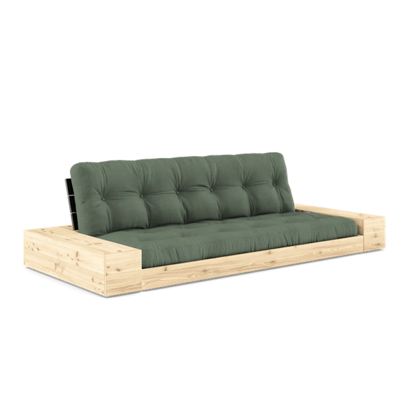 Base Sovesofa Med Sidekasse & 5-Lags Madras Black Night/Oliven Grøn