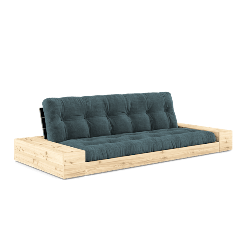 Base Sovesofa Med Sidekasse & 5-Lags Madras Black Night/Pale Blue