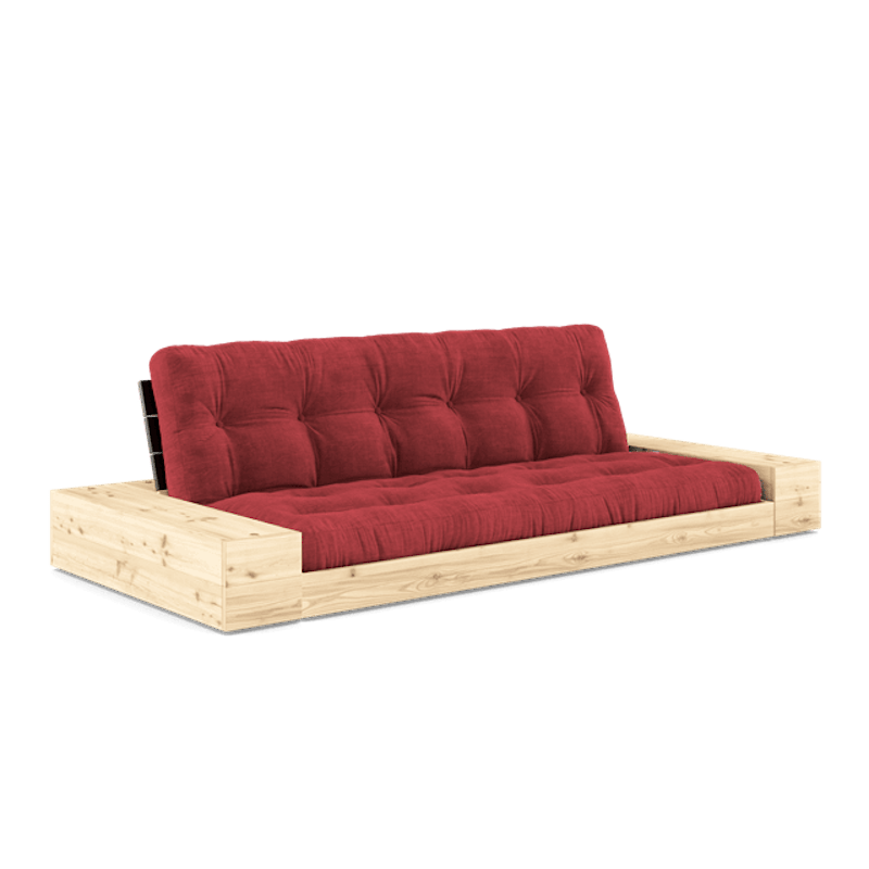Base Sovesofa Med Sidekasse & 5-Lags Madras Black Night/Ruby Red