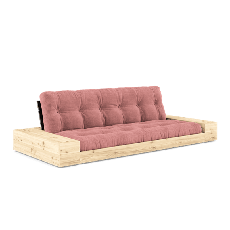 Base Sovesofa Med Sidekasse & 5-Lags Madras Black Night/Sorbet Pink