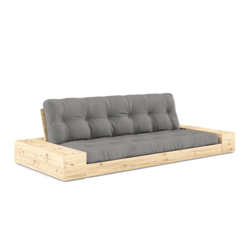 Base Sovesofa Med Sidekasse & 5-Lags Madras Klar/Grå