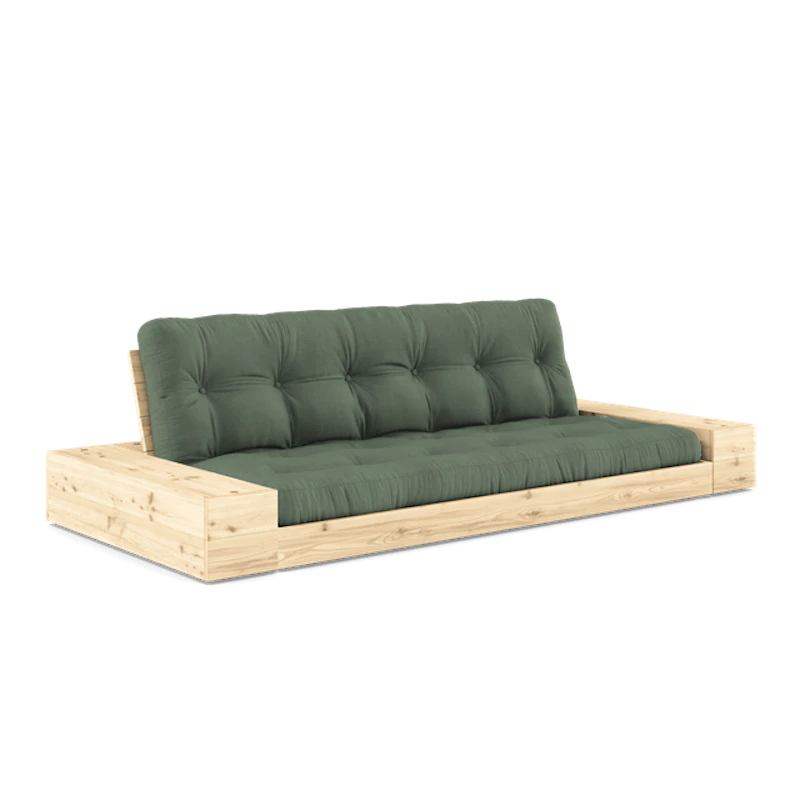 Base Sovesofa Med Sidekasse & 5-Lags Madras Klar/Oliven Grøn