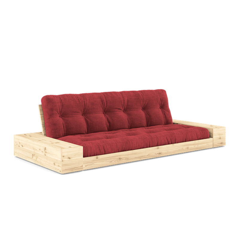 Base Sovesofa Med Sidekasse & 5-Lags Madras Klar/Ruby Red