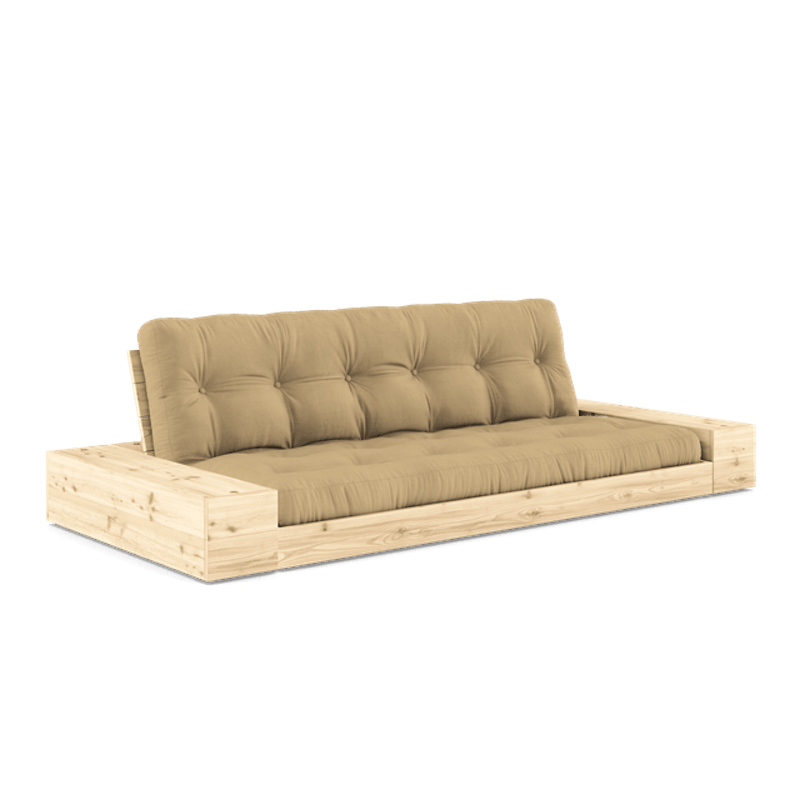 Base Sovesofa Med Sidekasse & 5-Lags Madras Klar/Wheat Beige