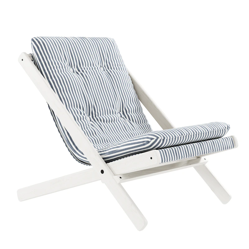 Boogie Lænestol Med Madras Hvidlakeret/Beach Blue