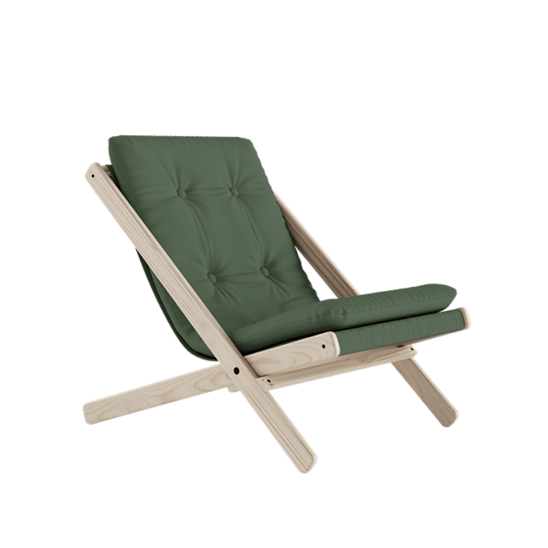 Boogie Lænestol M. Madras 756 Olive Green/Rå Bøg