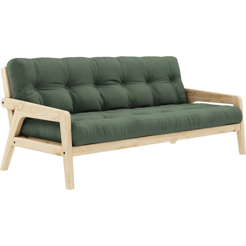 Grab Sovesofa Med Madras, Klarlakeret / Olive Green