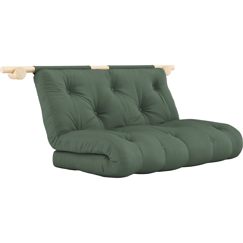 Hooked Madras Med Beslag 135x200 cm, Raw / Olivengrøn