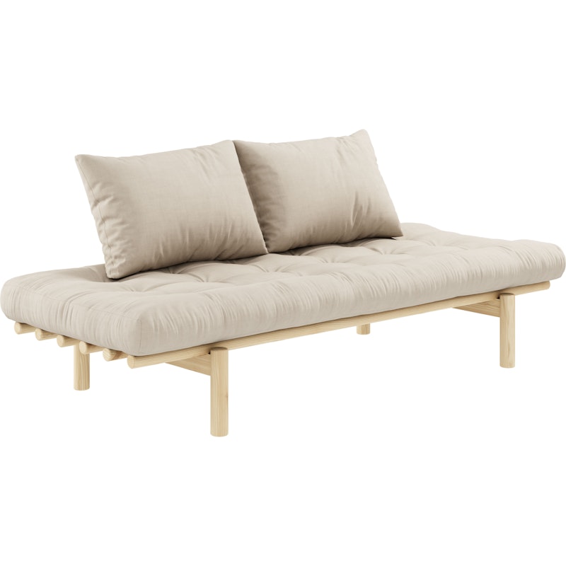 Pace Divan Med Madras, Klarlakeret / Beige