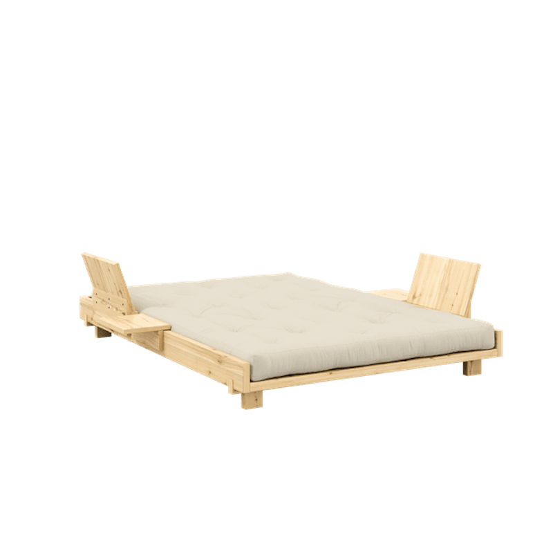 Social Sovesofa Med 2 Stk. Rygstøtte, Sideborde & Madras 140x200 Beige/Raw