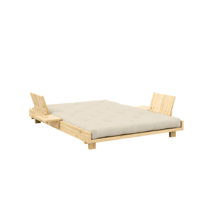 Social Sovesofa Med 2 Stk. Rygstøtte, Sideborde & Madras 140x200 Beige/Raw