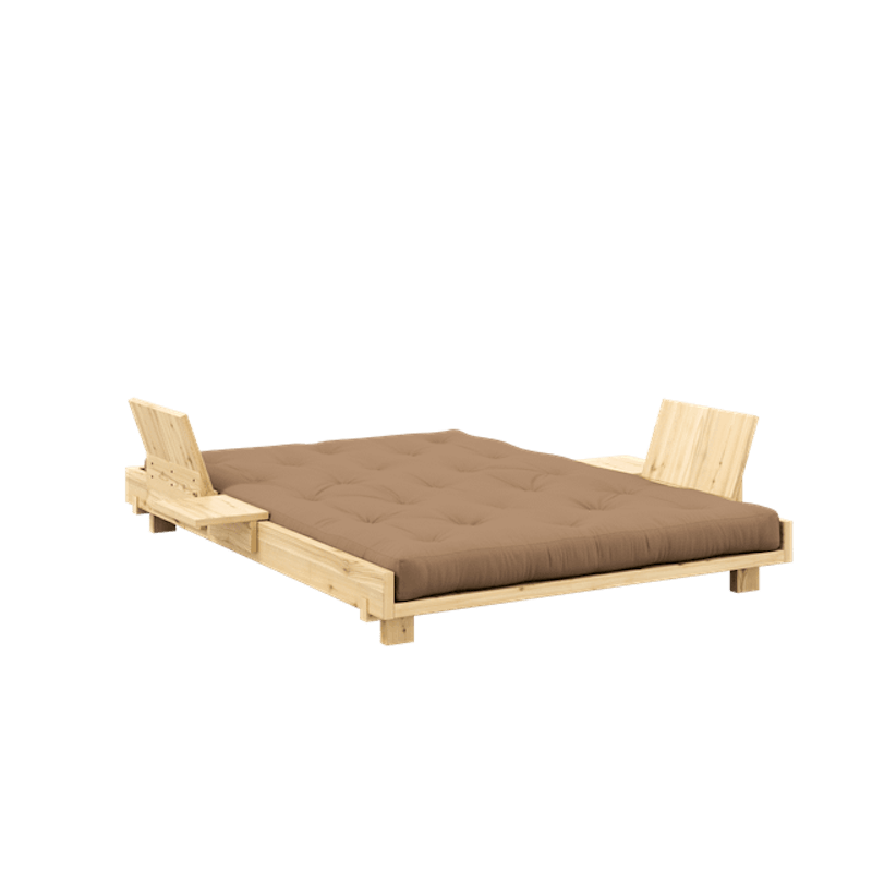 Social Sovesofa Med 2 Stk. Rygstøtte, Sideborde & Madras 140x200 Mocca/Raw