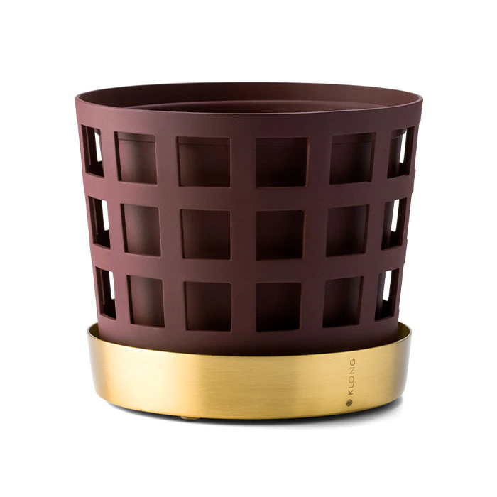 Klong Trio Square Krukke M&oslash;rker&oslash;d &Oslash;12 Cm / Small - Krukker Messing M&oslash;rk R&oslash;d - 31700R