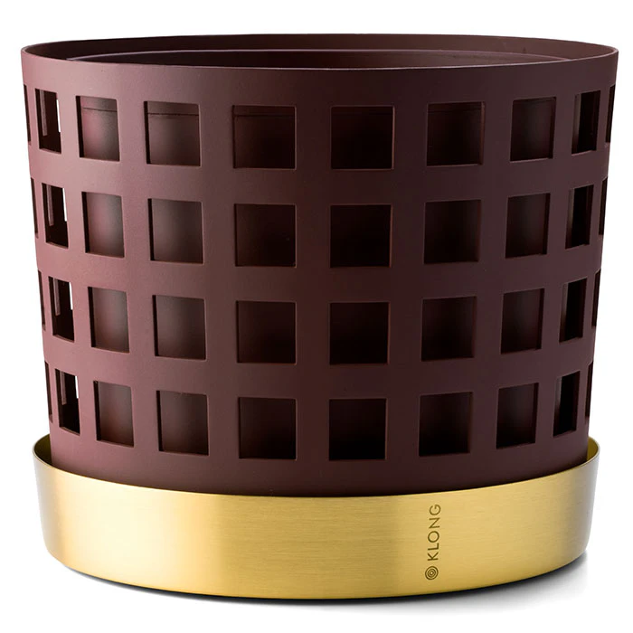 Klong Trio Square Krukke M&oslash;rker&oslash;d &Oslash;18 Cm / Medium - Krukker Messing M&oslash;rk R&oslash;d - 31701R