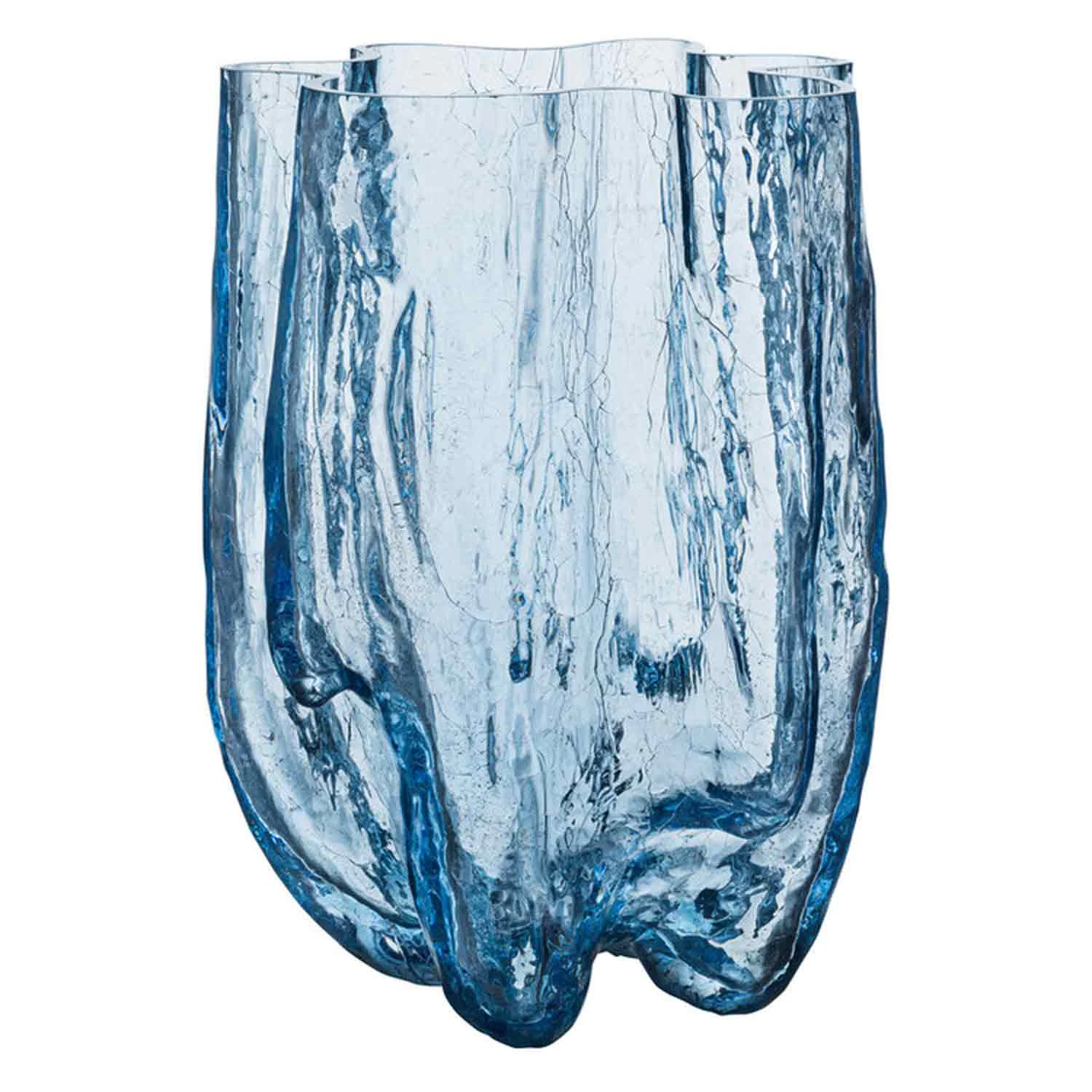 Kosta Boda Crackle Vase Cirkul&aelig;r 37 Cm - Vaser Mundbl&aelig;st Glas Bl&aring; - 7042219