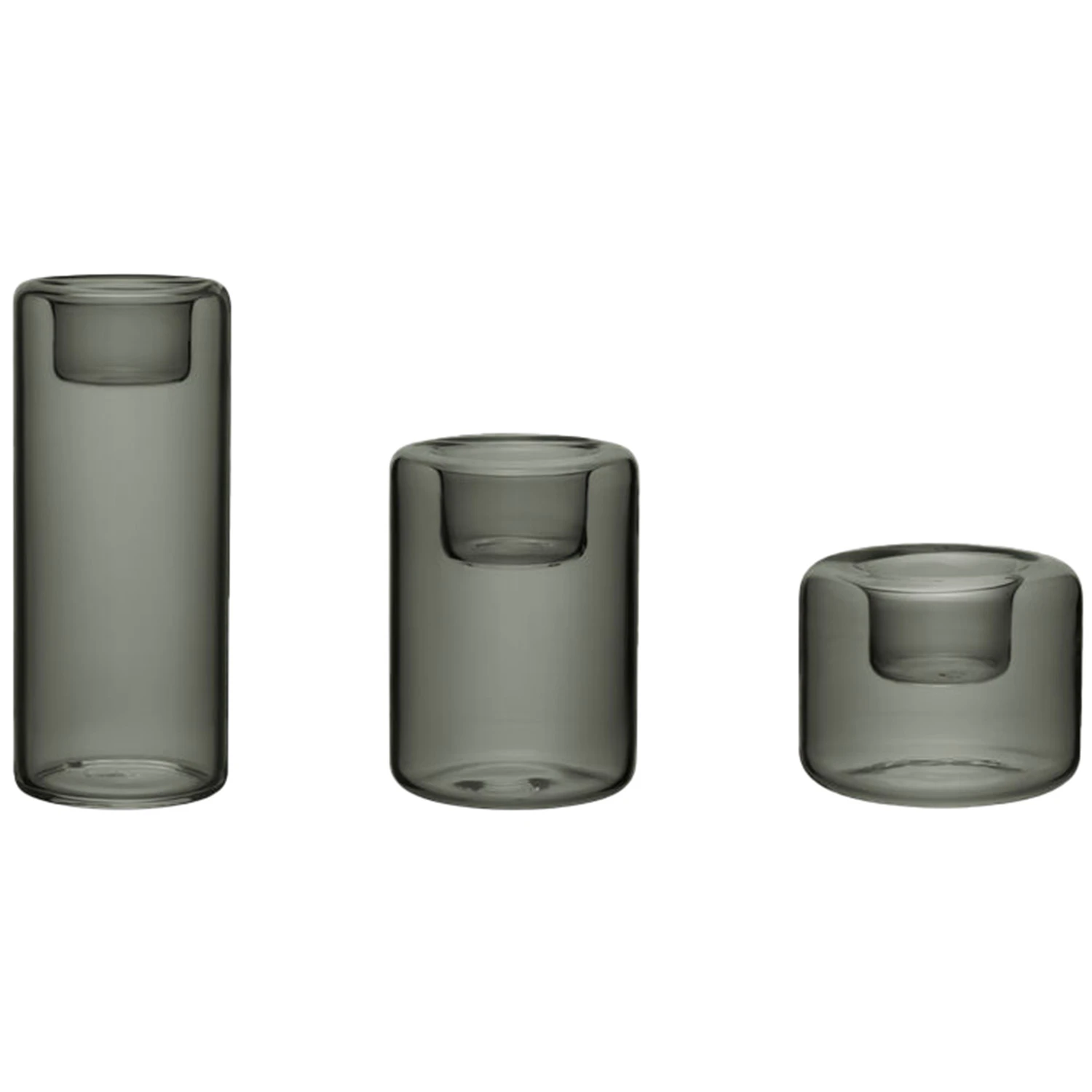 Kosta Boda Happy Lysestage 3 Dele gr&aring; - Lysestager Glas Antracit - 7062516