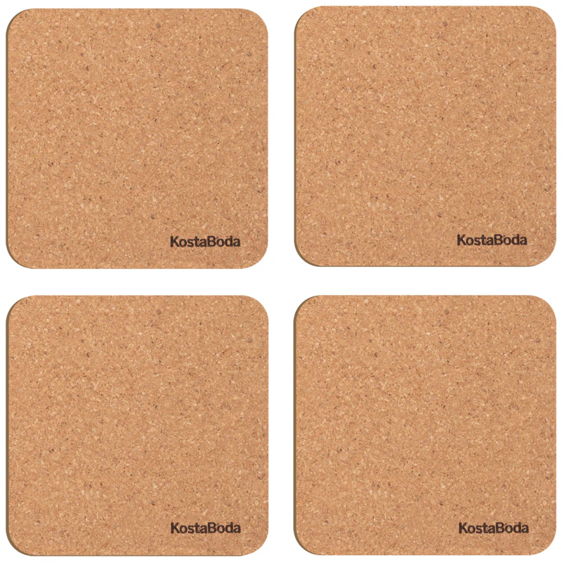 Viva Glasbordskånere Kork 4-pak, 10x10 cm