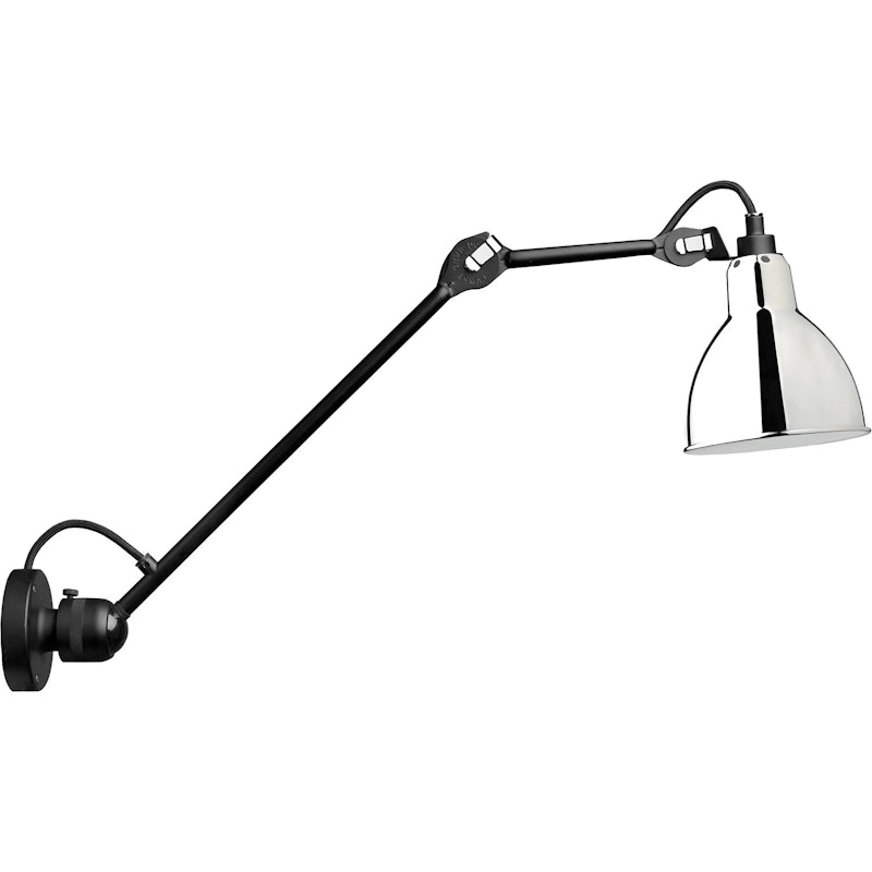 Lampe Gras N°304 Væglampe L40, Sort / Krom