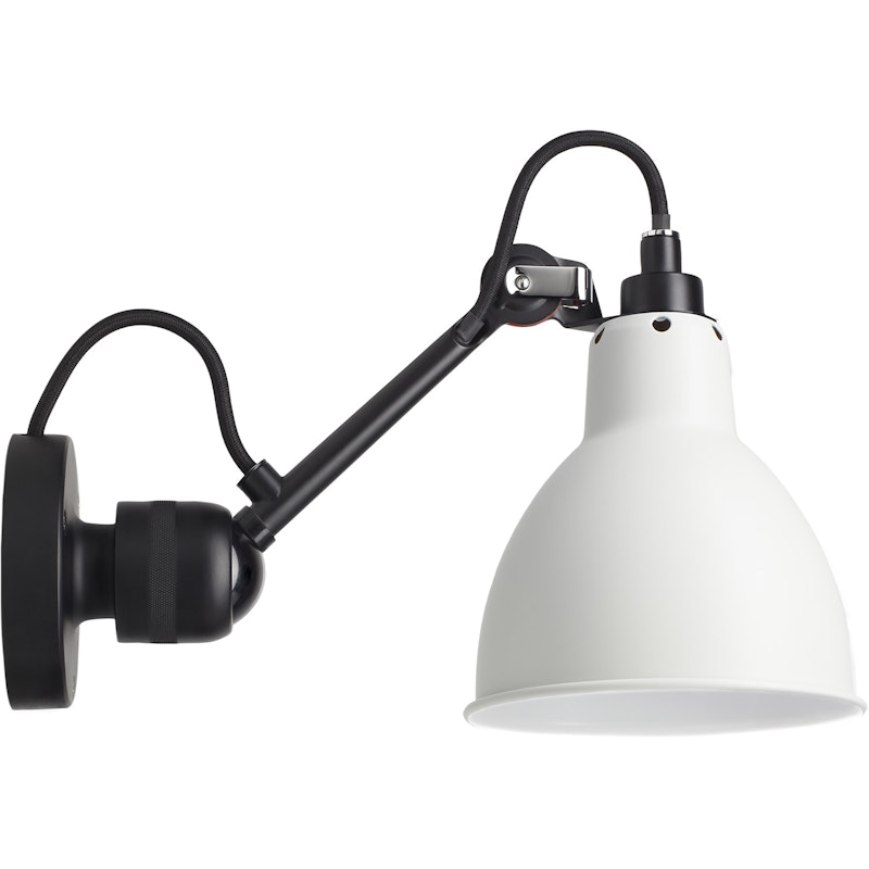 Lampe Gras N°304 Væglampe med Ledning, Sort / Hvid