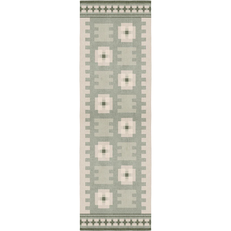 Röllakan Selma Uldgulvtæppe 75x240 cm, Sage