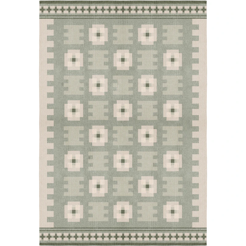 Röllakan Selma Uldgulvtæppe 140x200 cm, Sage