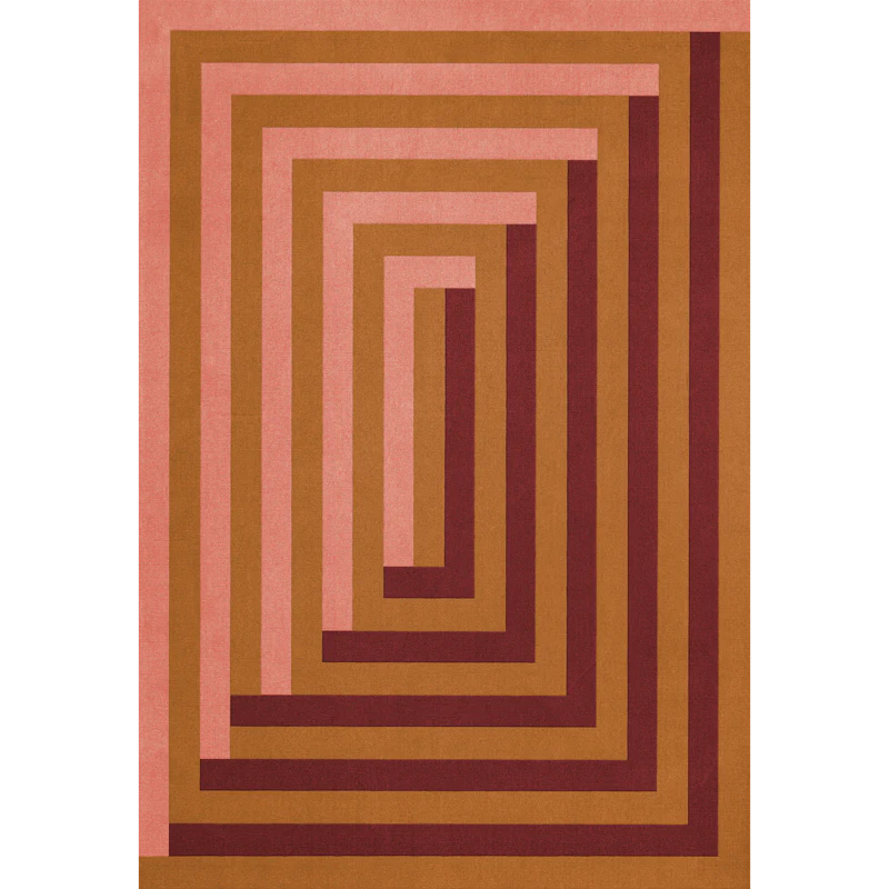Teklan Labyrinth Uldgulvtæppe 200x300 cm, Koralfarvet / Rosa