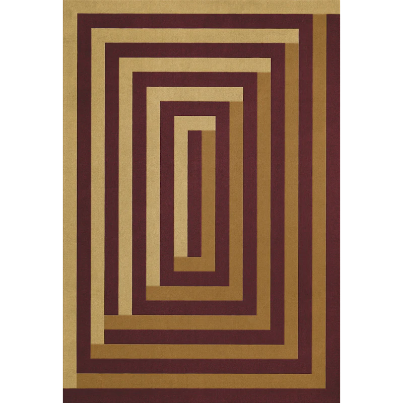Teklan Labyrinth Uldgulvtæppe 200x300 cm, Sand / Mulberry