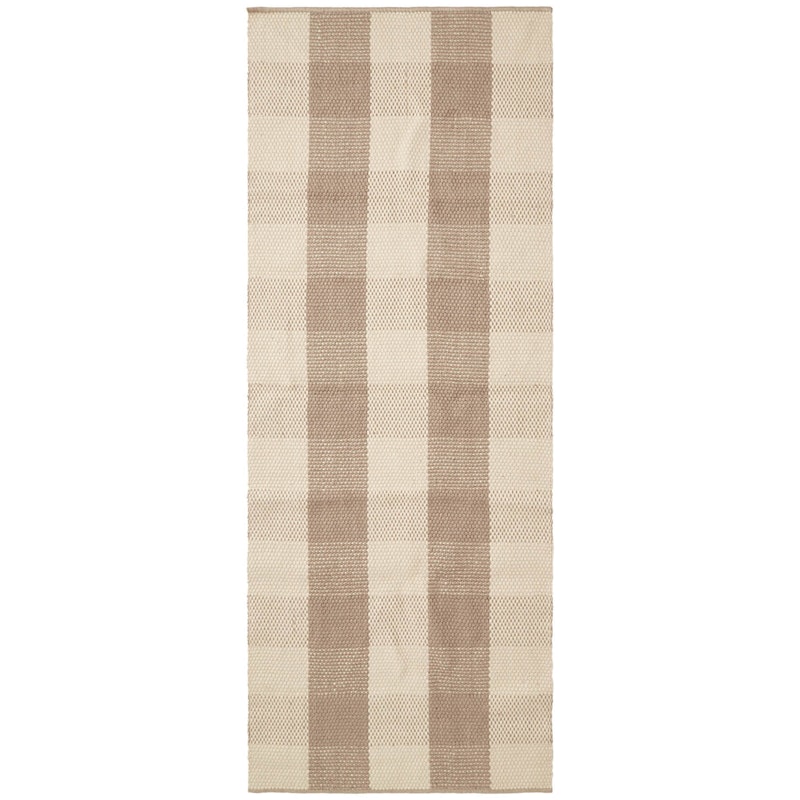 Checked Jute Tæppe 80x220 cm, Beige/Natur