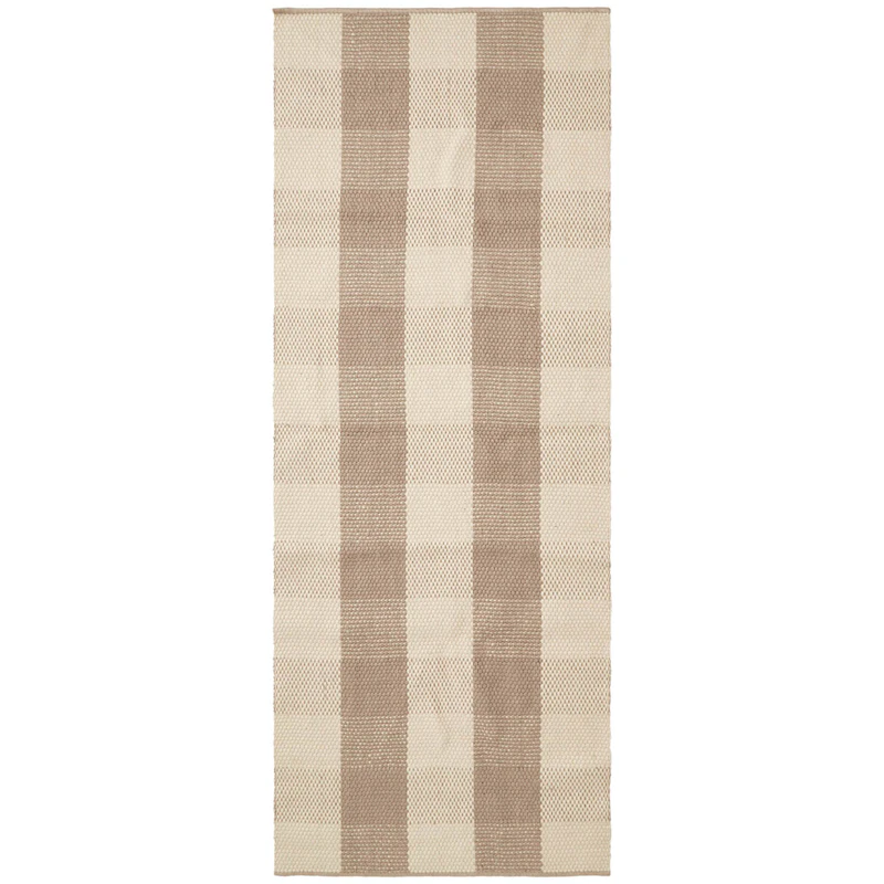 Checked Jute Tæppe 80x220 cm, Beige/Natur