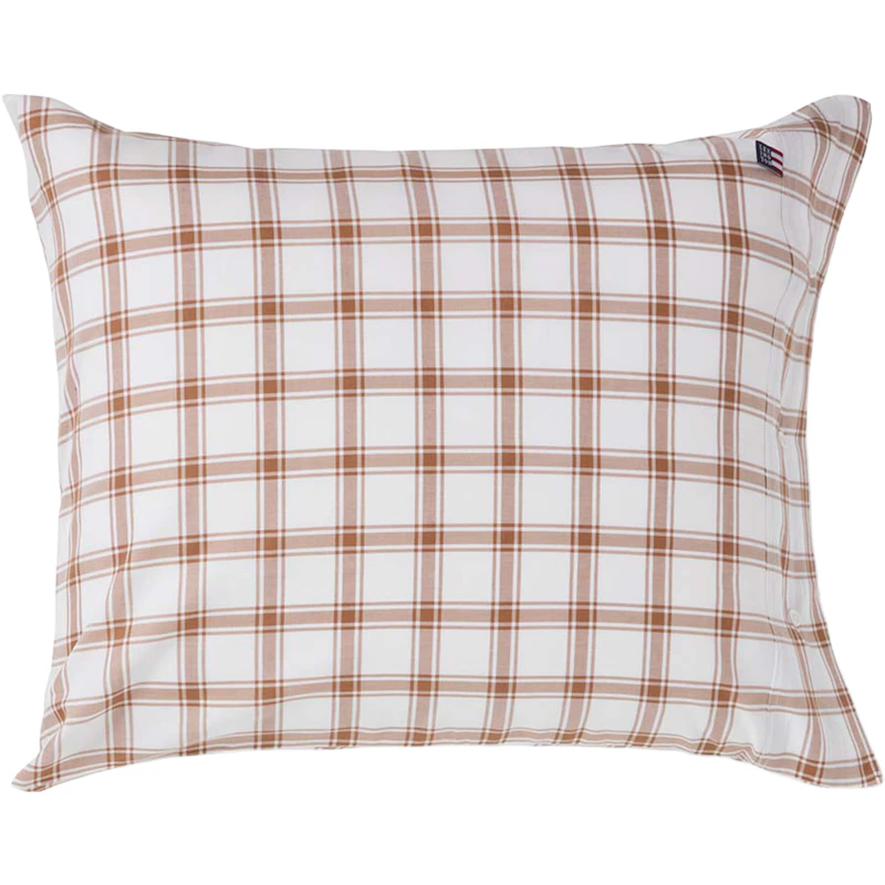 Checked Pudebetræk 50x60 cm, Hvidt / Fudge