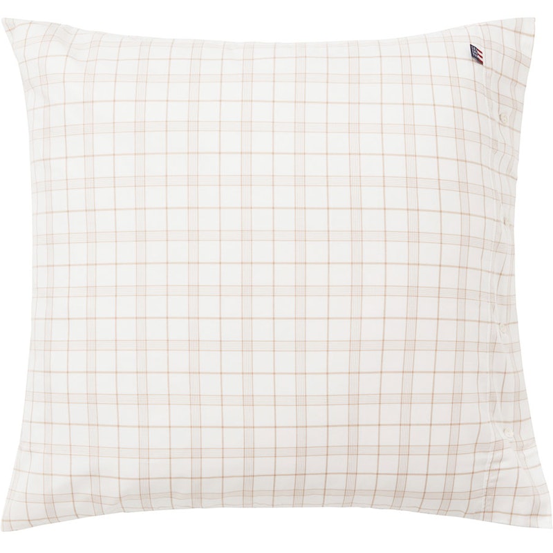 Checked Lyocell/Cotton Pudebetræk 65x65 cm, Hvidt/Beige