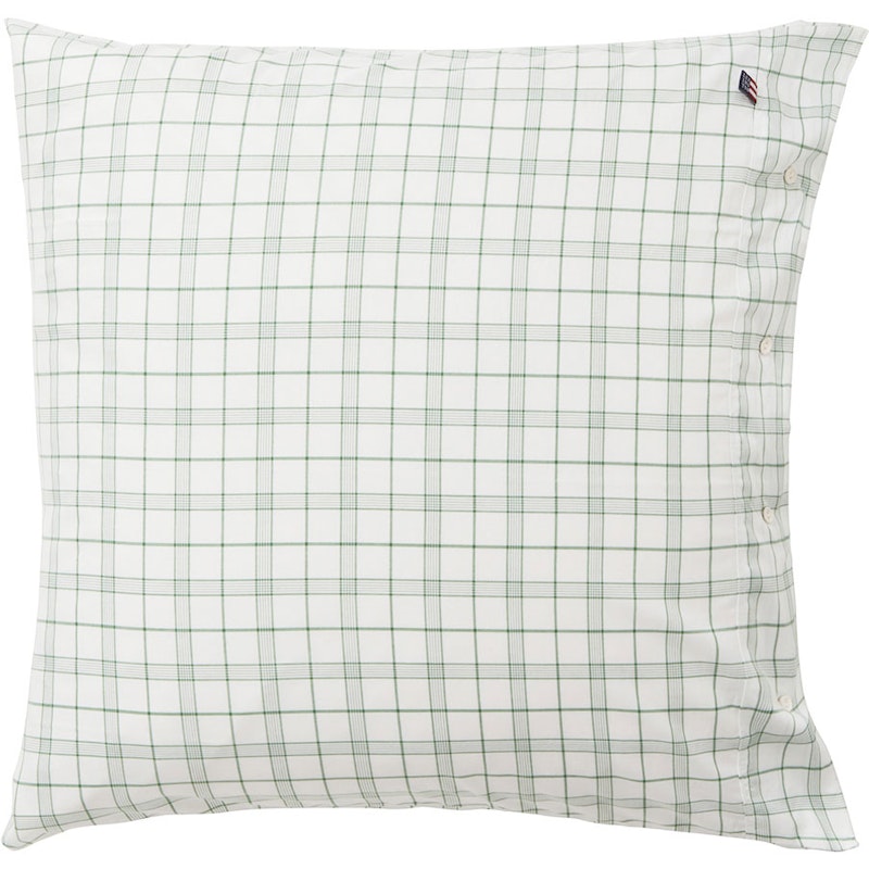 Checked Lyocell/Cotton Pudebetræk 65x65 cm, Hvidt/Grønt