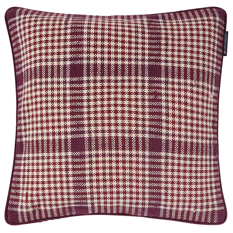 Checked Pudebetræk 50x50 cm, Figen / Bourgogne / Lys Beige