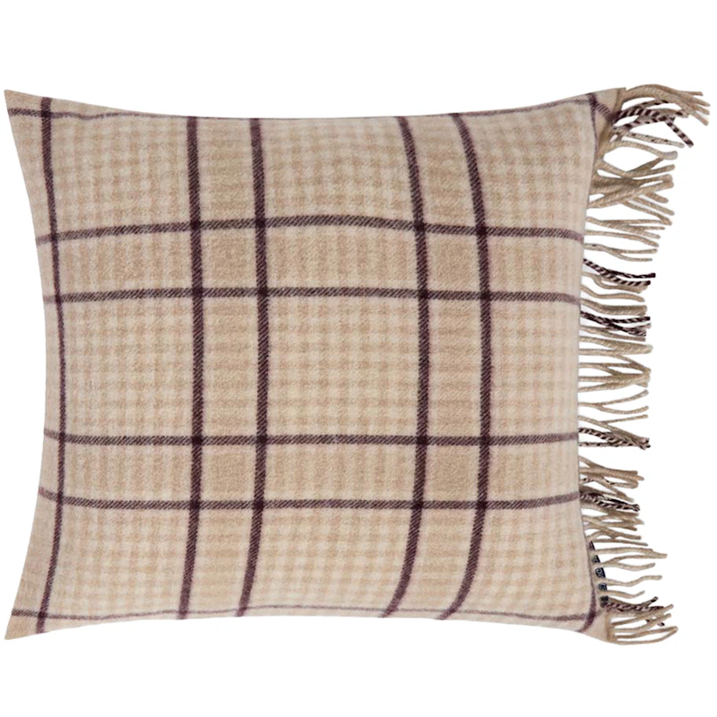 Checked Pudebetræk 50x50 cm, Beige / Figen