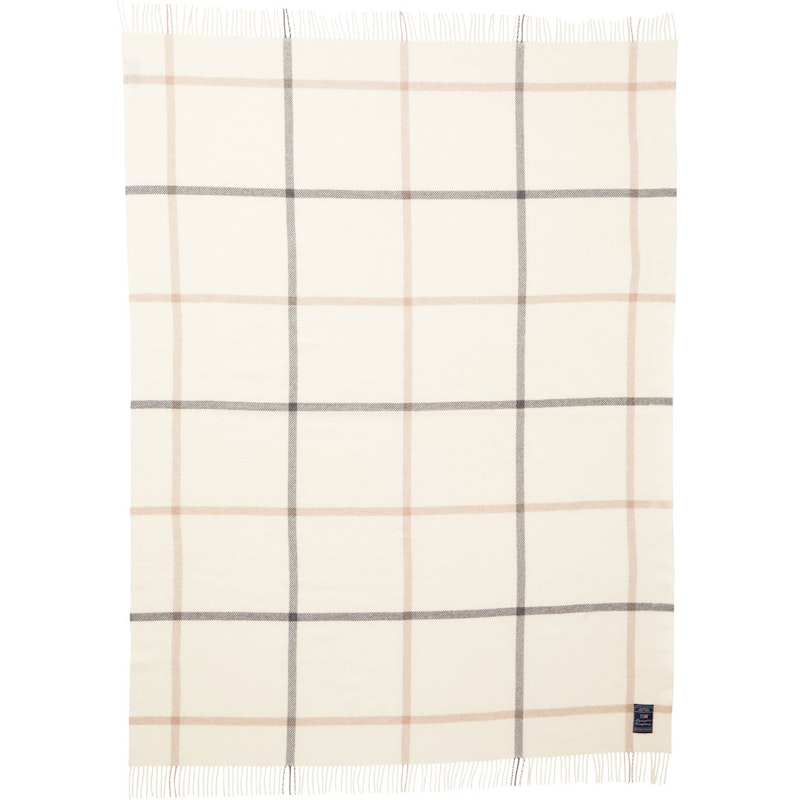 Checked Recycled Wool Plaid 130x170 cm, Offwhite / Grå / Beige